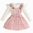 thumbnail image 1 of mgoYE Baby Girl Clothes Sets: 2 Piece Skirt Sets Ribbed Top Suspender Plaid Skirts Fall Outfits for Toddler9 12 18 24M 3T(Pink,18-24 Months), 1 of 8