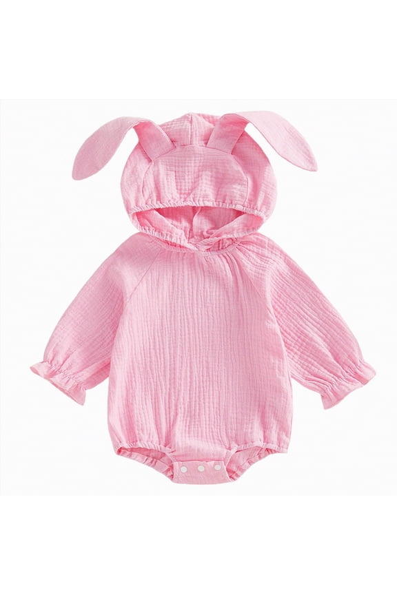 Baby Girl Easter Outfit Bunny Embroidery Onesie Infant Short Sleeve Bubble Romper Cute Easter Clothes(Red,0-3 Months)