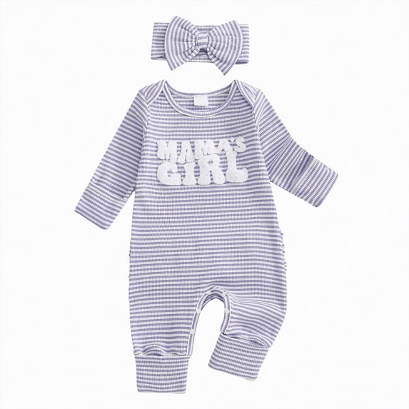 mgoYE Baby Girl Newborn Clothes Mamas Girl Outfit Long Sleeve Romper Onesie Spring Fall Winter Jumpsuit Infant Coming Home Outfit(Purple,3-6 Months)
