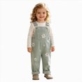 thumbnail image 1 of mgoYE Baby Girl Overalls Romper with White Floral Embroidery, Suspender Jumpsuit Pants Clothing Outfit for Toddlers, 1 of 7