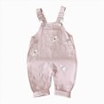 thumbnail image 1 of mgoYE Baby Girl Overalls Romper with White Floral Embroidery, Suspender Jumpsuit Pants Clothing Outfit for Toddlers, 1 of 7