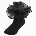 thumbnail image 1 of mgoYE Baby Girl Ruffle Socks 0-10 Years Turn Cuff Ankle Lace Frilly Dress Socks(Black,6-12 Months), 1 of 9