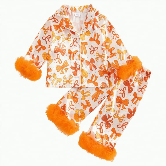 mgoYE Baby Girl Satin Silk Halloween Pajamas Trim Pumpkin Romper Pajama Toddler Bottom Pjs Nightgown Outfit(Orange,2-3 Years)