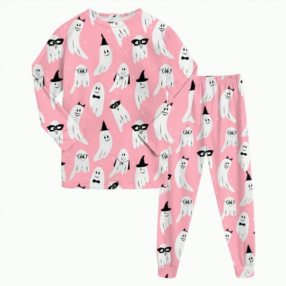 mgoYE Baby Girl Satin Silk Halloween Pajamas Trim Pumpkin Romper Pajama Toddler Bottom Pjs Nightgown Outfit(Pink,4-5 Years)