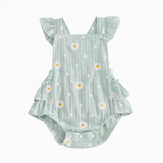 mgoYE Baby Girl Summer Clothes Newborn Outfit Ruffled Romper Infant Baby Dress Solid Cute Outfits Girls(Light Green,0-3 Months)