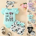 thumbnail image 1 of mgoYE Baby Girl Summer Clothes Romper Shorts Set Floral Summer Outfits Cute Baby Girls Clothes 2PC(Light Blue,12-18 Months), 1 of 7