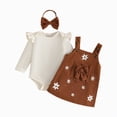 thumbnail image 1 of mgoYE Baby Girl Suspender Corduroy Skirt Outfits Long Sleeves Fall Winter Spring Clothes(Brown,6-12 Months), 1 of 8