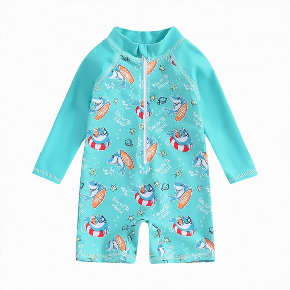 mgoYE Baby Girl Swimsuit 12-18 Months Infant Baby Boys Swimsuit One Piece Long Sleeve Rash Guard Zipper Bathing Suit Swimwear(Mint Green,3-6 Months)
