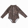 thumbnail image 1 of mgoYE Baby Girl Swimwear 6-12 Months Baby Girl Swimsuit Infant One-Piece Bathing Suit Cute Summer Beach Tankini Bikini Ruffle Bow Toddler Swimwear with Hat(Brown,3-4 Years), 1 of 7