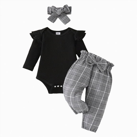 mgoYE Baby Girl Winter Clothes Baby Sweatsuit Baby Girl Clothes Long Sleeve Romper + Pants + Headband Newborn Infant Cute Set
