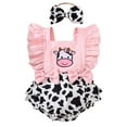thumbnail image 1 of mgoYE Baby Girls Clothes 0-18 Months Bodysuit Ruffle Sleeve Outfit Romper with Headband(Red,3-6 Months), 1 of 7