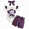 thumbnail image 1 of mgoYE Baby Girls Clothes 12 Months Baby Girls Outfit Short Sleeve Ruffle Romper Floral Shorts Headband Sets 0-18 Months(Purple,6-9 Months), 1 of 9