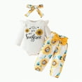 thumbnail image 1 of mgoYE Baby Girls Clothes 12 Months Baby Girls Outfit Long Sleeve Ruffle Romper Floral Pants Headband Sets 0-18 Months|White 0-3 Months, 1 of 9