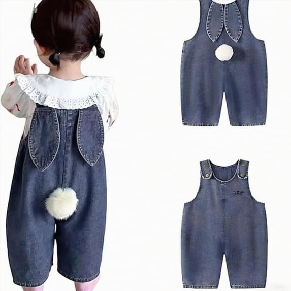 mgoYE Baby Girls Clothes Baby Boy Girl Cotton Overalls Easter Day 3M-5T Casual Button Bib Suspender Bunny Ear Pants Cute Romper Loose Jumpsuit One Piece Easter Outfit(Navy,12-18 Months)