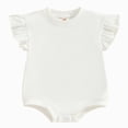 thumbnail image 1 of mgoYE Baby Girls Ruffled Sleeves Bodysuit Infant Solid Color Top Jumpsuit Size 3-6 Months White, 1 of 5