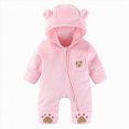 thumbnail image 1 of mgoYE Baby Newborn Baby Bear Outfit With Fold-Over Mittens Footies Thin Fleece Romper Hooded Jumpsuit Winter Coat Girls Boys(Pink,9-12 Months), 1 of 9