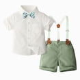 thumbnail image 1 of mgoYE Baby Outfits Baby Boy Formal Short Set Toddler Summer Gentleman Outfit Kid Short Sleeve Bowtie Shirt Suspender Shorts Suit, 1 of 9