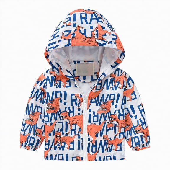 mgoYE Baby Raincoat Cartoon Print Hood for Kids Lightweight Waterproof Windbreaker Fall Casual Cute Windproof Rain Coats(Sky Blue,5-6 Years)