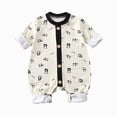 thumbnail image 1 of mgoYE Baby Short Sleeve Snap Muslin Romper with Viscose , Cotton, Newborn-24 Months(Black,0-3 Months), 1 of 4