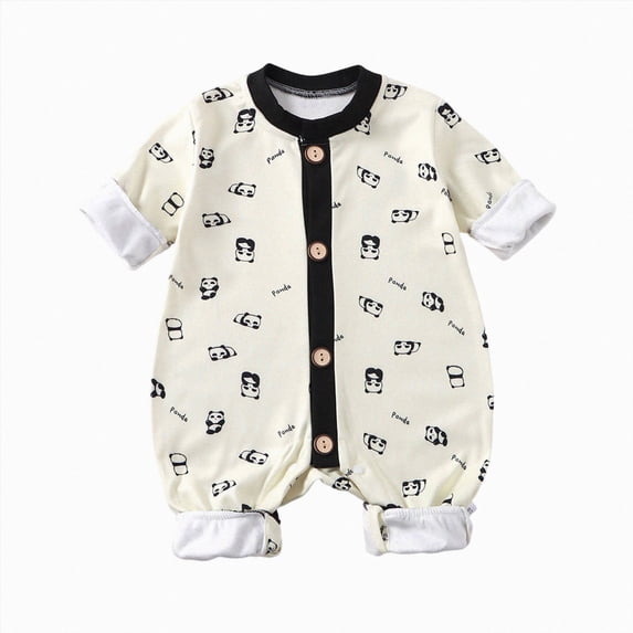 mgoYE Baby Short Sleeve Snap Muslin Romper with Viscose , Cotton, Newborn-24 Months(Black,0-3 Months)