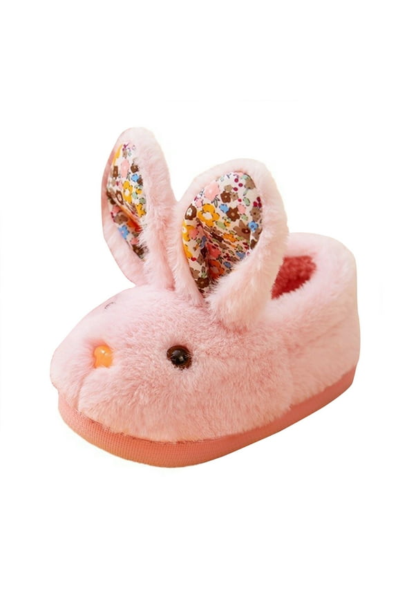 Baby Slippers 6-12 Month Unisex-Baby Fleece Lined Non Skid Soft Slipper Booties with Ears|Pink 2