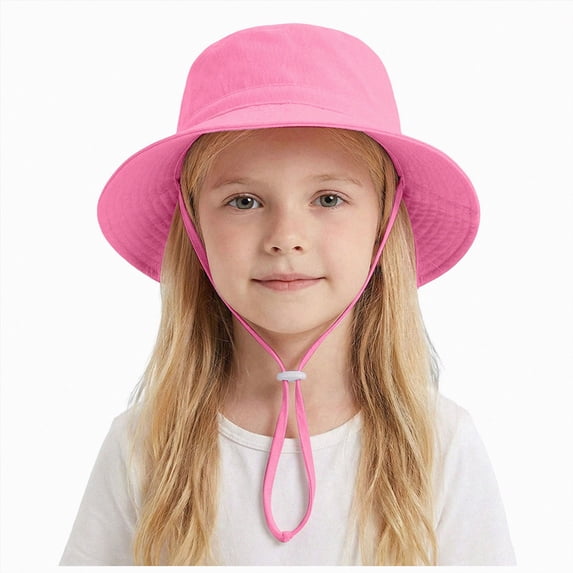 mgoYE Baby Sun Hat Summer Beach UPF 50+ Sun Protection Kids Bucket Hats for Boys Girls(Hot Pink,6-10 Years)