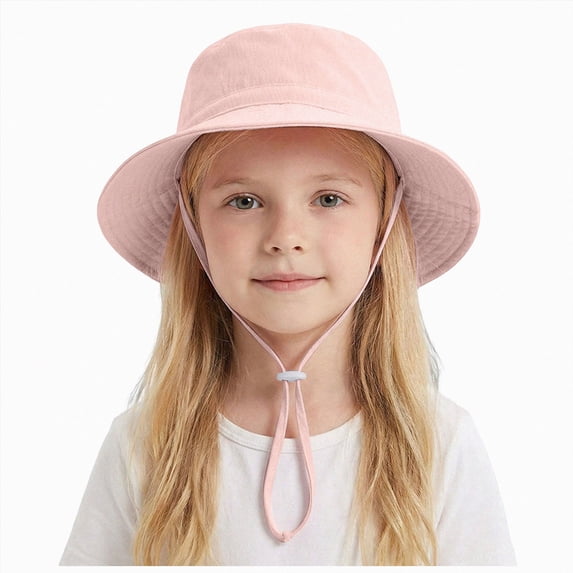 mgoYE Baby Sun Hat Summer Beach UPF 50+ Sun Protection Kids Bucket Hats for Boys Girls(Pink,6-10 Years)