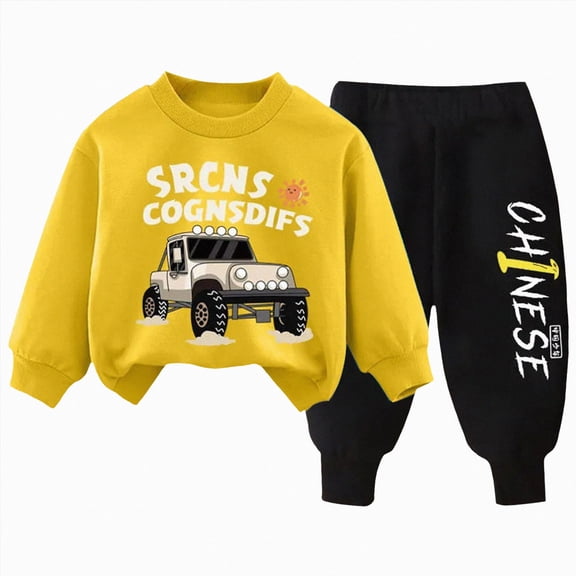 mgoYE Baby Toddler Boy Clothes Fall Outfits 3 6 12 18 24 Months 2T 3T 4T 5T Toddler Boy Fall Outfits Fall Winter Outfits Contrast Color Long Sleeve Sweatshirt Pants Sets(Yellow,6-7 Years)