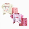 thumbnail image 1 of mgoYE Baby Toddler Girl Clothes Summer Outfits Size 2--3 Years Cartoon Print Tee + Shorts 4 Pieces Summer Shorts Set 3 9 18 24 Months 2T 3T 4T 5T 6T Kids Shorts Set, 1 of 6