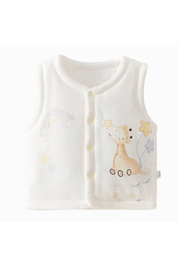 Baby Vest for Girls&Boys 3 6 9 12 18 24 Month, Cotton Reversible Vest Coat for Spring & Autumn(Beige,12-18 Months)