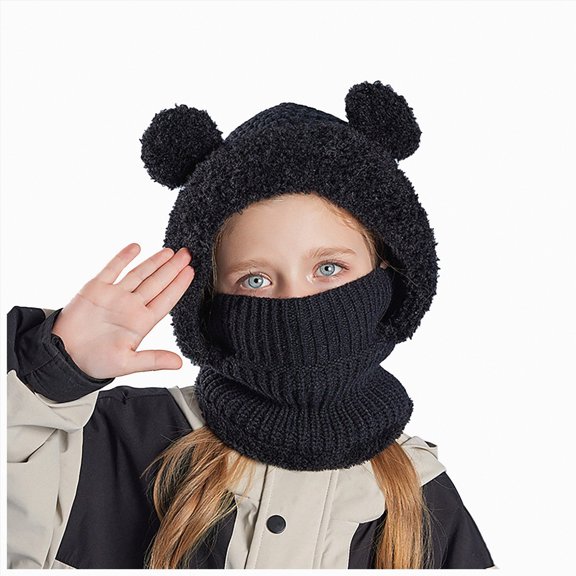 mgoYE Baby Winter Hat Scarf Set, Unisex Infant Toddler Kids Hat Scarf(Black,One Size)
