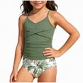 thumbnail image 1 of mgoYE Bathing Suit Girls Size 10-12 Two Piece Tankini Swimsuits for Teens Bathing Suits Girls' Swimwear(Green,12-13 Years), 1 of 7