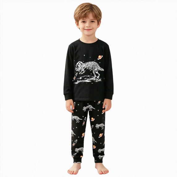 mgoYE Big Boys Pajamas Dinosaur Cotton Kids Truck 2 Piece Kids Pjs Sleepwear
