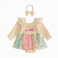 thumbnail image 1 of mgoYE Birthday Girl Outfit One Cupcake Embroidery Romper Dress First Birthday Outfit Girl, Long Sleeve Tulle Romper Dress with Bow Headband 6-12 Months, 1 of 5