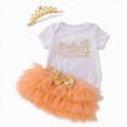 thumbnail image 1 of mgoYE Birthday Outfit Girls Baby One Romper + Ruffle Tulle Skirt + Sequins Crown Headband 3PCS Clothes Set, 1 of 4