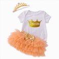 thumbnail image 1 of mgoYE Birthday Outfit Girls Baby One Romper + Ruffle Tulle Skirt + Sequins Crown Headband 3PCS Clothes Set, 1 of 4