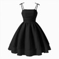 thumbnail image 1 of mgoYE Blue Dress for Kids Girls Summer Spaghetti Strap Dresses Flowy Tiered Ruched Smocked Back Casual Beach Midi Sundress(Black,9-10 Years), 1 of 7