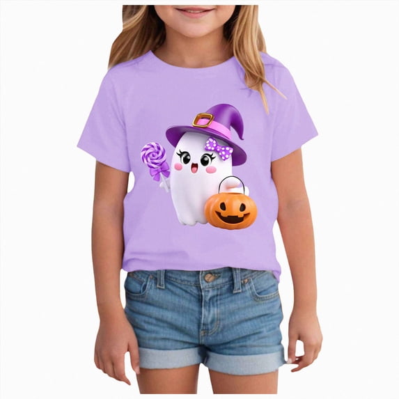 mgoYE Boy Girl Halloween Shirt Fall T Shirt Funny Halloween Thanksgiving Graphic Tee Casual Family Halloween Tops Kids Tshirts 3-4 Years