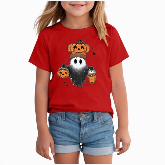 mgoYE Boy Girl Halloween Shirts Fall Tee Shirt Funny Graphic Clothes Halloween T-Shirts for Kid Boys T Shirts Size 6-7 Years