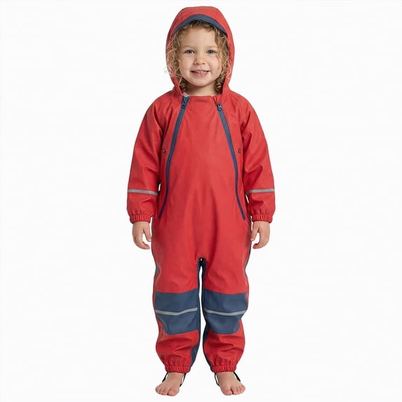 mgoYE Boy Rain Jacket 3t Kids Toddler Snow & Rain Suit - Waterproof Coverall One Piece Weather Resistant Baby Jacket(Red,1-2 Years)