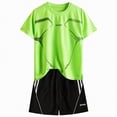thumbnail image 1 of mgoYE Boy Sets Size 10-12 Boys Quick-Dry Athletic Short-Sleeve T- Shirt and Active Mesh Shorts Set(Green,7-8 Years), 1 of 7