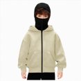 thumbnail image 1 of mgoYE Boy's BalaclavaHoodie Winter Double Layer Hooded Sweatshirt with zipper, Fleece-Lined Hoodie(Beige,4-5 Years), 1 of 6