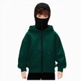 thumbnail image 1 of mgoYE Boy's BalaclavaHoodie Winter Double Layer Hooded Sweatshirt with zipper, Fleece-Lined Hoodie(Dark Green,8-9 Years), 1 of 6