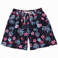thumbnail image 1 of mgoYE Boy's Patchwork Drawstring Waist Printed Summer Boho Shorts for Swim Pool(Black,9-10 Years), 1 of 7