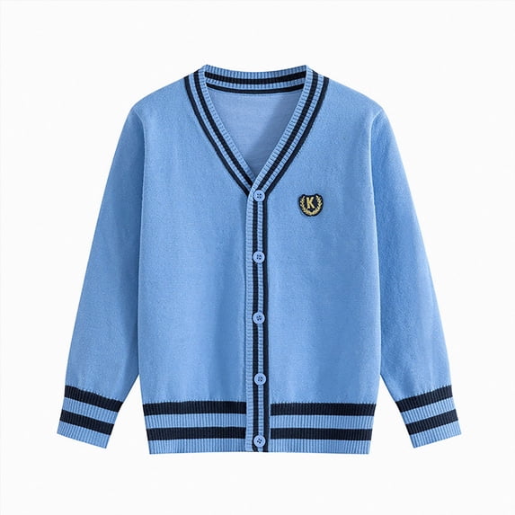 mgoYE Boys Girls School Uniform Cardigan Sweater Soft Cotton V-Neck Soft Cotton Knit Outerwear Size 4-5 Years