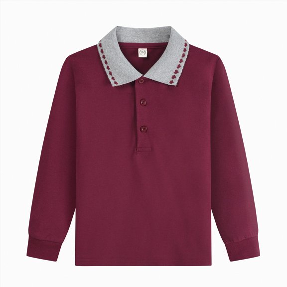mgoYE Boys Long Sleeve shirts Polo School Uniform Shirt with Long Sleeves for Boys and Girls Size 18M-17 Years