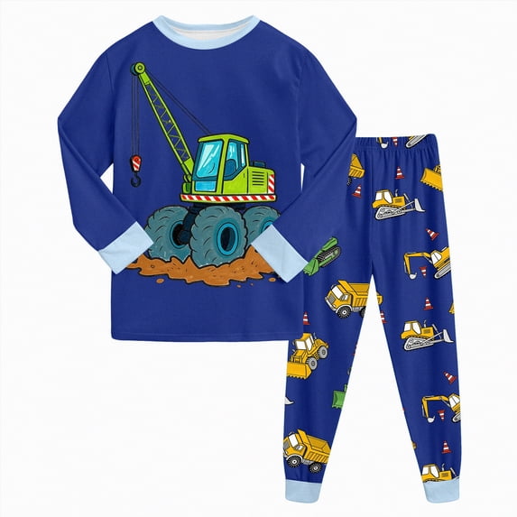 mgoYE Boys Loungewear Cotton Toddler Clothes Set Planet Dinosaur Long Sleeve Loungewear 2 Piece Kids Loungewear Size 2-7 Years{Blue,5-6 Years}