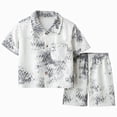 thumbnail image 1 of mgoYE Boys Outfit Size 3-4 Years Boy's 2 Piece Outfits Summer Hawaiian Vacation Beach Button Shirt and Shorts Going Out Sets Grey, 1 of 5