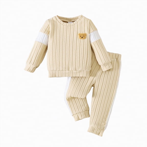 mgoYE Boys Outfits 18m Winter Clothes Toddler Baby Boy Clothes Long Sleeve Hoodies Pants Set Fall Winter Outfits(Light Yellow,12-18 Months)