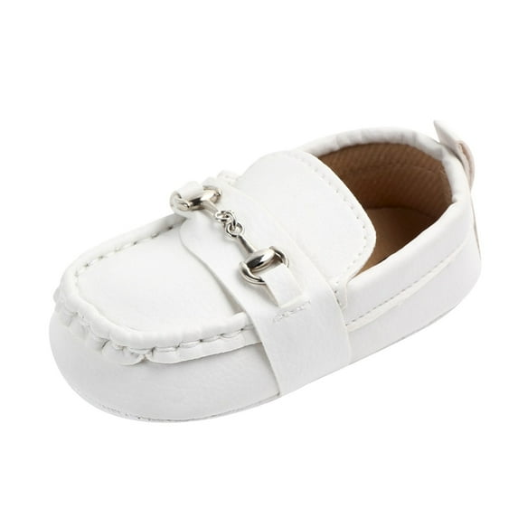 mgoYE Boys' Oxfords Baby Girls Boys Loafers Prewalker Dress Crib Shoes|White 5